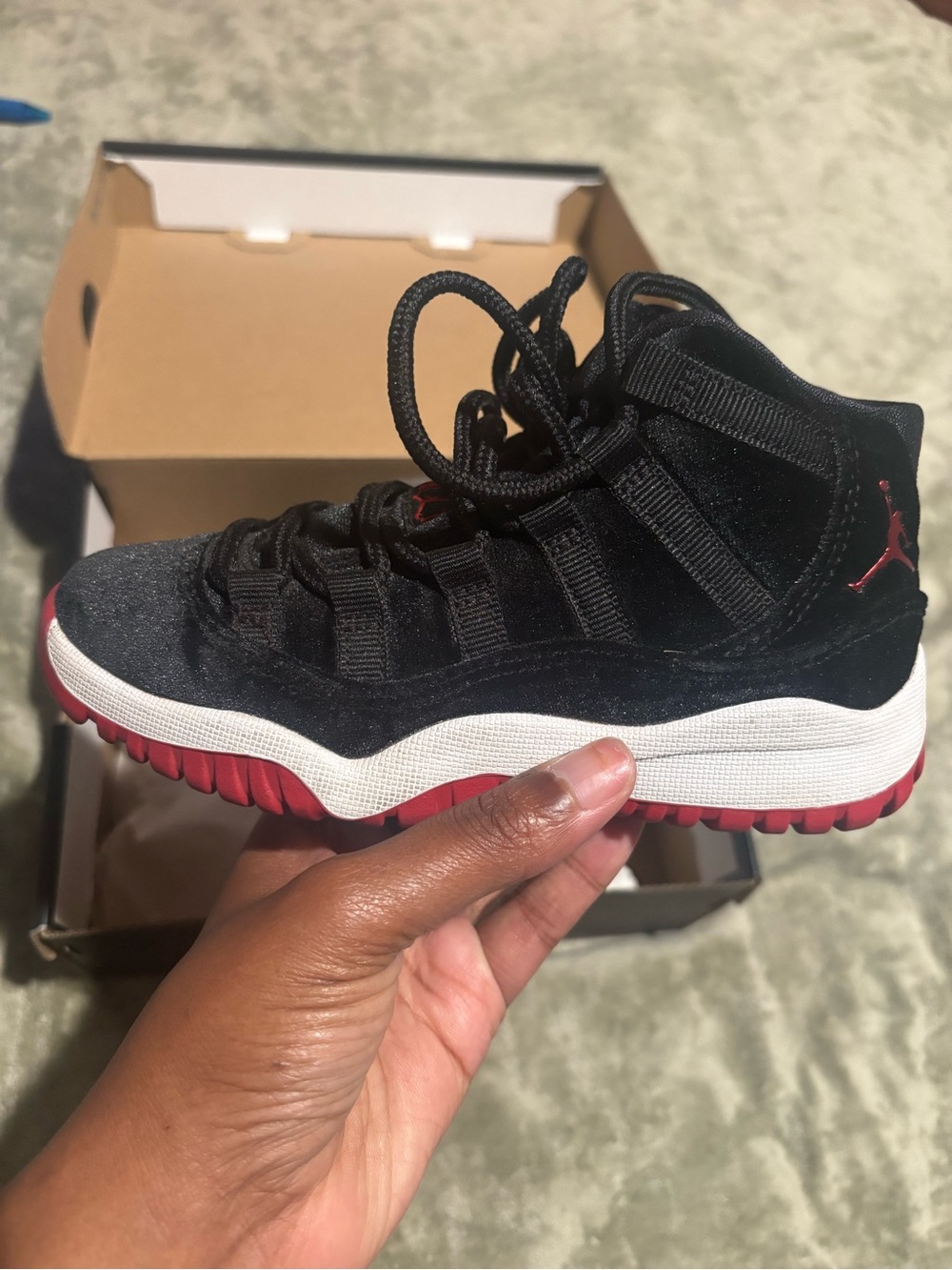 Jordan Kids Black and Red High-Top Sneakers